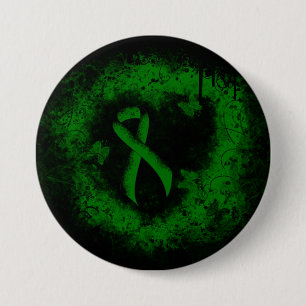 Green Awareness Ribbon Grunge 7.5 Cm Round Badge