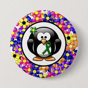 Green Awareness Ribbon Penguin 7.5 Cm Round Badge