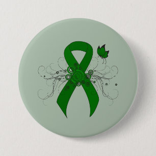 Green Awareness Ribbon with Butterfly 7.5 Cm Round Badge