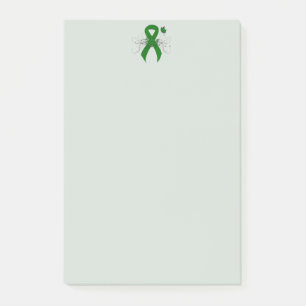 Green Awareness Ribbon with Butterfly Post-it Notes