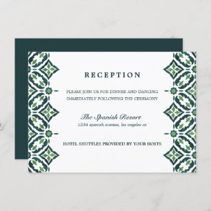 Green Azulejo   Spanish Tile wedding Reception Invitation