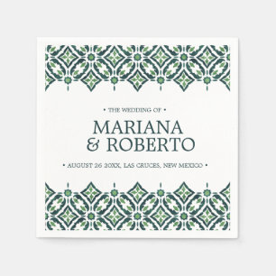 Green Azulejos   Spanish tile border personalised Napkin