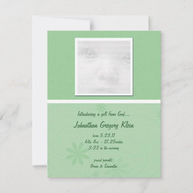 Green Baby Announcement Cards (Front)