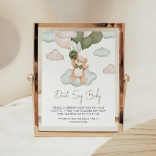 Green Baby Bear Balloon Baby Shower Don't Say Baby Poster