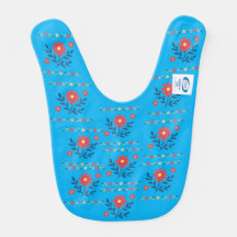 Green Baby Bib with Colourful Floral Pattern