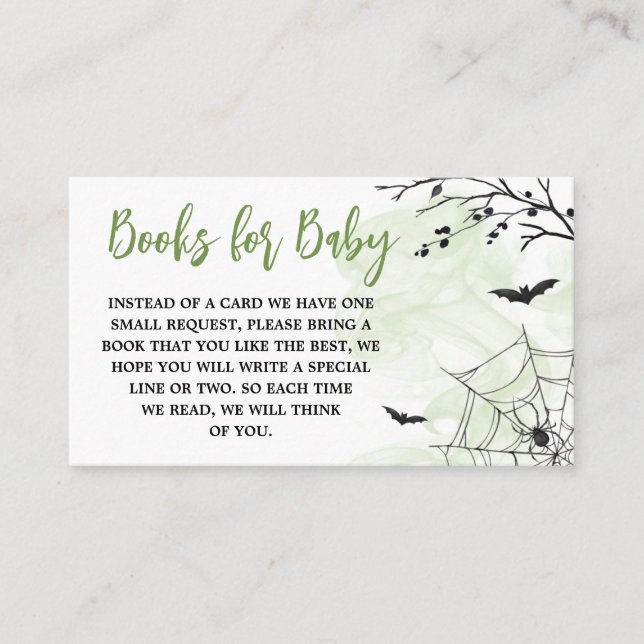 Green Baby Brewing Witch Baby Shower Book for Baby Enclosure Card (Front)