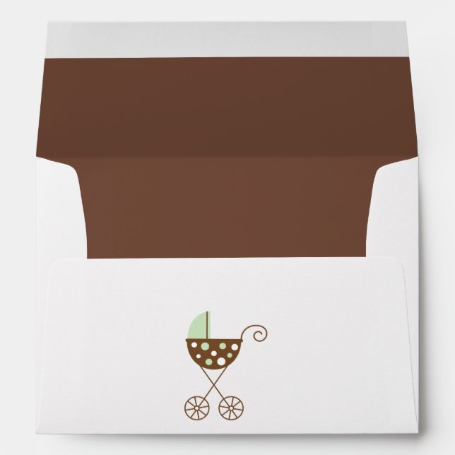 Green Baby Carriage Baby Shower Envelopes (Back (Bottom))