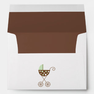 Green Baby Carriage Baby Shower Envelopes