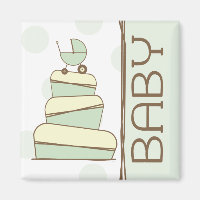 Green Baby Carriage Cake  Magnet
