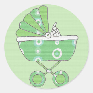 Green Baby Carriage Sticker