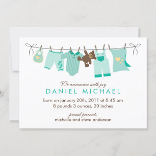 Green Baby Clothesline New Baby Announcement