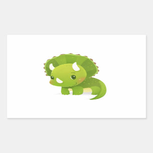green baby cute dinosaur cartoon rectangular sticker