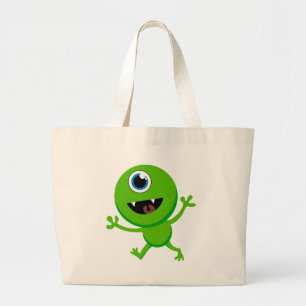 Green Baby Cyclops Large Tote Bag