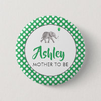 Green Baby Elephant Baby Shower Name Tag Pin
