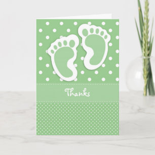 Green Baby Foot Print Thank You Card