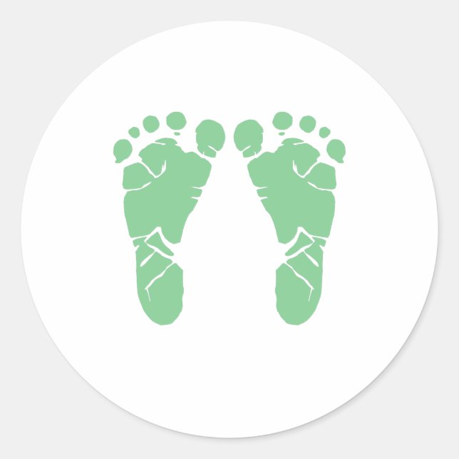 Green baby footprints classic round sticker (Front)