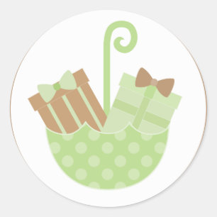 Green Baby Gifts in Umbrella Baby Shower Classic Round Sticker