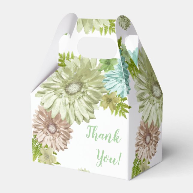 Green Baby In Bloom Brunch Shower Thank You Favour Box (Front Side)