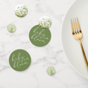 Green Baby In Bloom Floral Wildflower Baby Shower Confetti