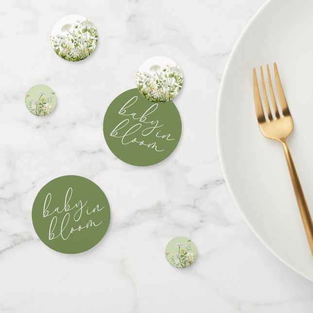 Green Baby In Bloom Floral Wildflower Baby Shower Confetti (Group)