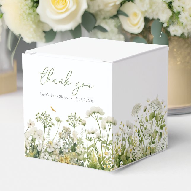 Green Baby In Bloom Floral Wildflower Baby Shower Favour Box (Creator Uploaded)