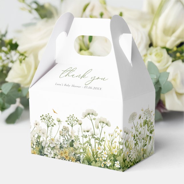 Green Baby In Bloom Wildflower Baby Shower Gable Favour Box (Creator Uploaded)