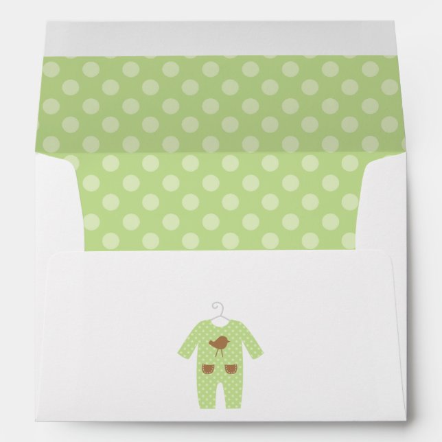 Green Baby Outfit Baby Shower Envelope (Back (Bottom))
