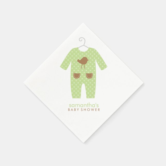 Green Baby Outfit Baby Shower Napkin (Corner)