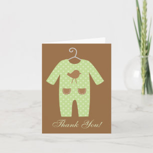 Green Baby Outfit Baby Shower Thank You Card