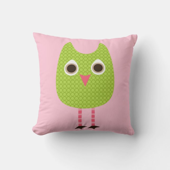 Green Baby Owl Pillow (Front)