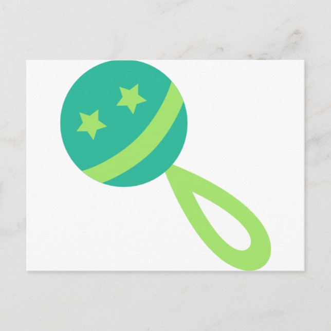 green baby rattle postcard (Front)