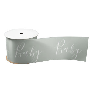 Green Baby Script Elegant Baby Shower Satin Ribbon