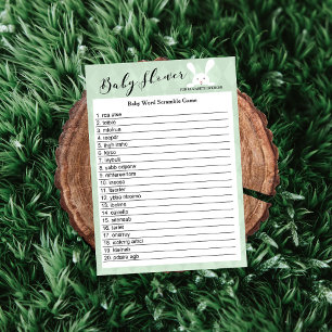 Green Baby Shower Bunny Word Scramble Game