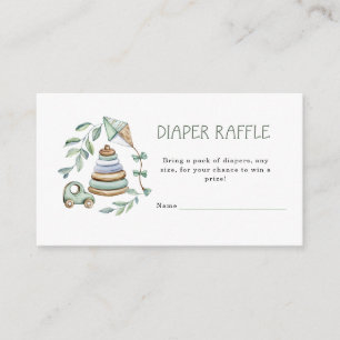 Green baby Shower Diaper Raffle Enclosure Card
