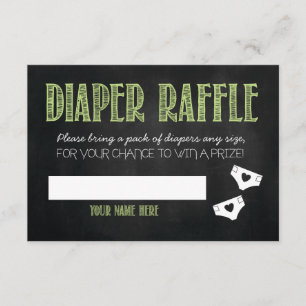 Green Baby Shower Diaper Raffle Ticket Enclosure Card