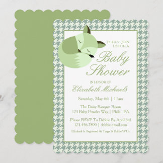 Green Baby Shower Fox Invitation