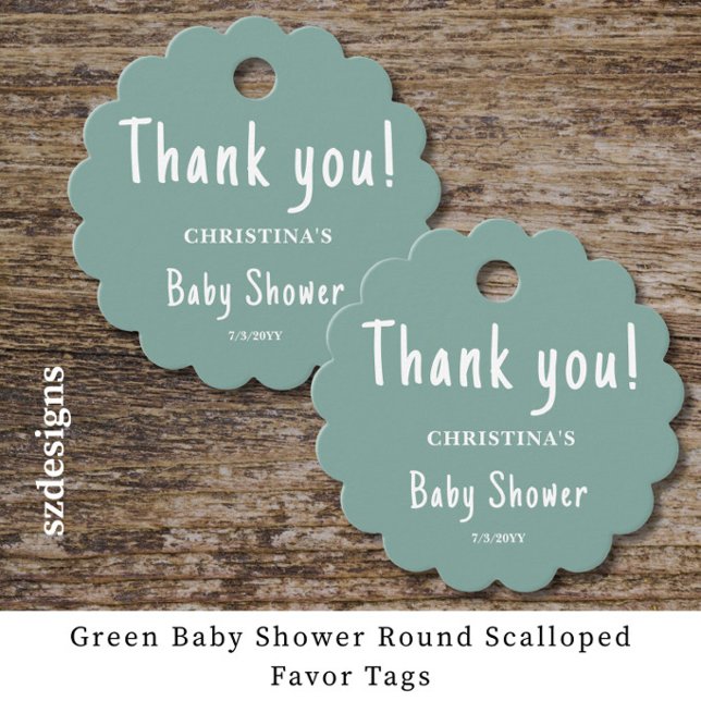 Green Baby Shower Round Favour Tags (Creator Uploaded)