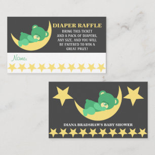Green Baby Sleeping Bear Diaper Raffle Tickets Enclosure Card