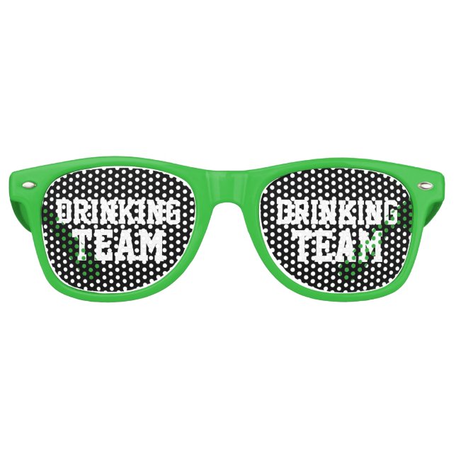 Green bachelor party shades drinking team glasses (Front)