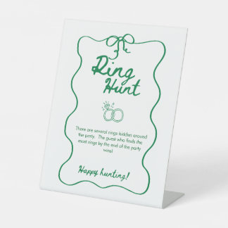 Green Bachelorette Ring Hunt Game Sign