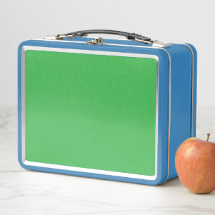 Green Background and White Border for a Modern Aes Metal Lunch Box