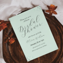 Green Background Black Minimalist Bridal Shower