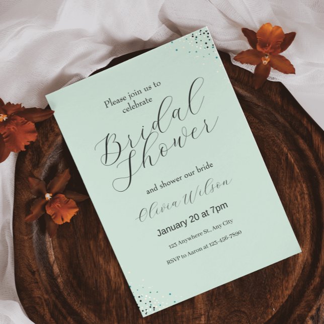 Green Background Black Minimalist Bridal Shower Invitation (Green Background Black Minimalist Bridal Shower Invitation
)