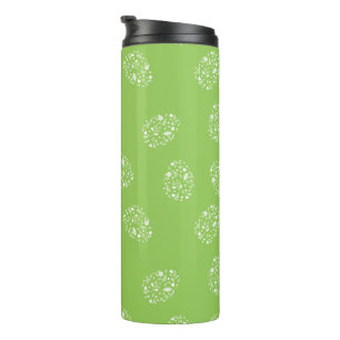 Green background with ornamental eggs pattern thermal tumbler