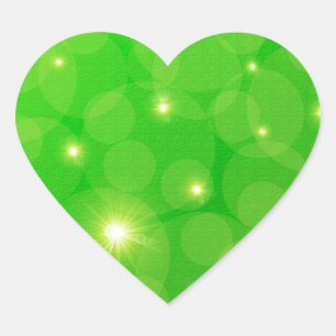 green background with yellow stars heart sticker