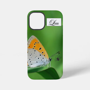 Green background & yellow,white butterfly & spider iPhone 12 mini case