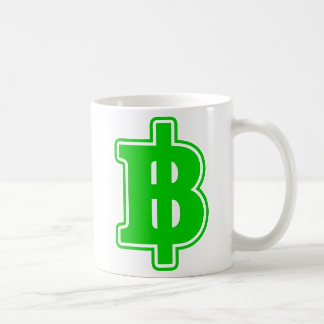 GREEN BAHT SIGN ฿ Thai Money Currency ฿ Coffee Mug (Right)