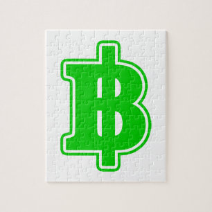 GREEN BAHT SIGN ฿ Thai Money Currency ฿ Jigsaw Puzzle