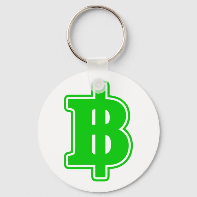 GREEN BAHT SIGN ฿ Thai Money Currency ฿ Key Ring (Front)