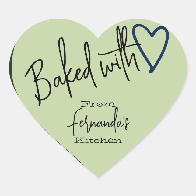 Green Baked with Love Baking From The Kitchen Of Heart Sticker (Front)